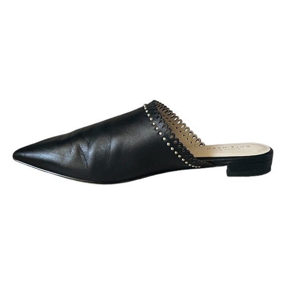 Cole Haan Raelyn Black Leather Scalloped Studded Point Toe Mules Size 6 - Picture 6 of 11